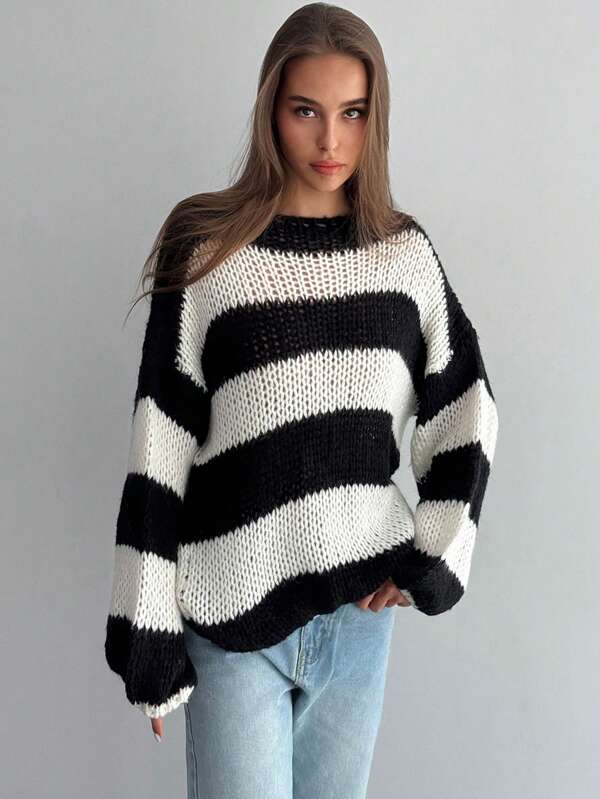 Alexia - Oversized zwart-wit trui