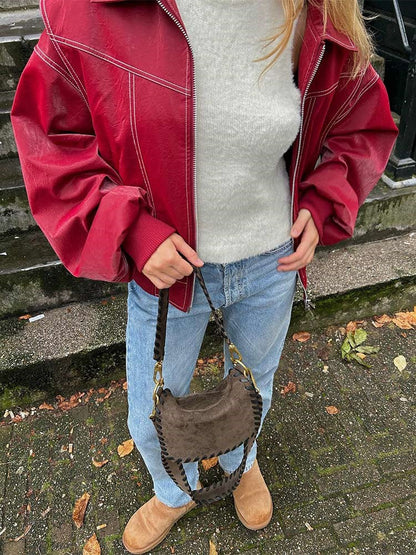 Rodie - Oversized rood leren jack